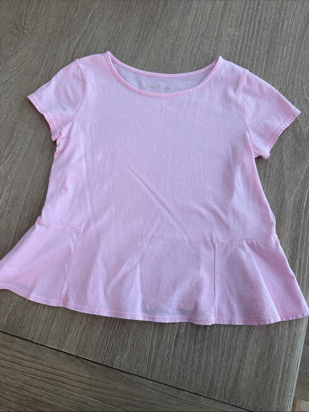 Lilly Pulitzer Girls size M Light Pink Short Sleeve Peplum Tee